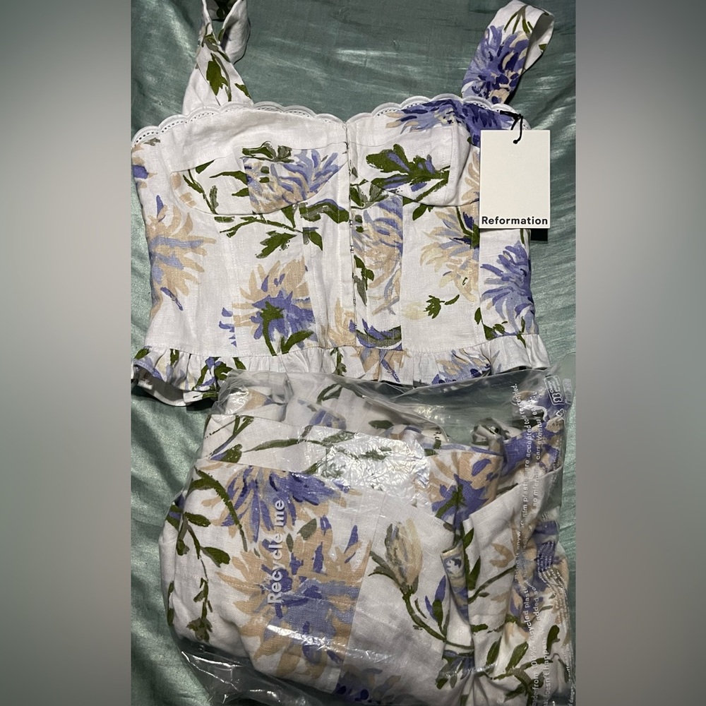 Reformation Anatolia Linen Two Piece Top And Skirt Set nwt - Picture 5 of 8